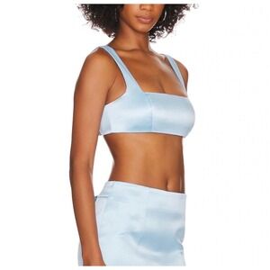 ‼️SALE‼️ Loba Lucia Revolve Light Blue Satin Square Neck Tie Back Crop Top Small